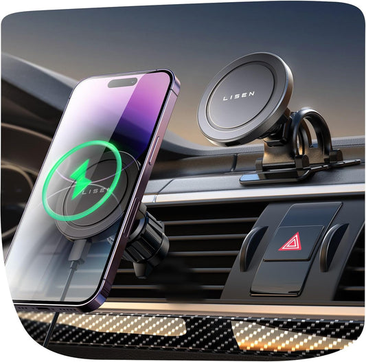 for 15W Magsafe Car Mount Charger,Super Fast Iphone Magnetic Wireless Car Charger for Iphone 16 Pro Max Accessories，Magsafe Charger Fits Iphone 16 15 14 13 12,Samsung with Magsafe Case